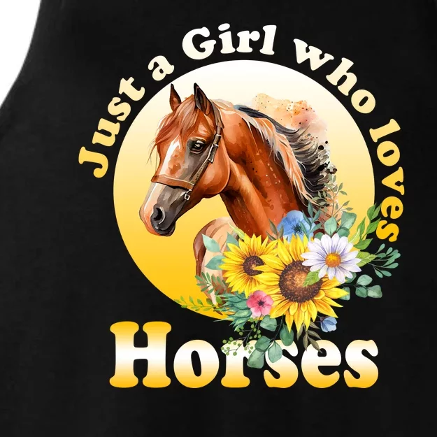 Just AGirl Who Loves Horses Sunflower Cute Gift Ladies Tri-Blend Wicking Tank