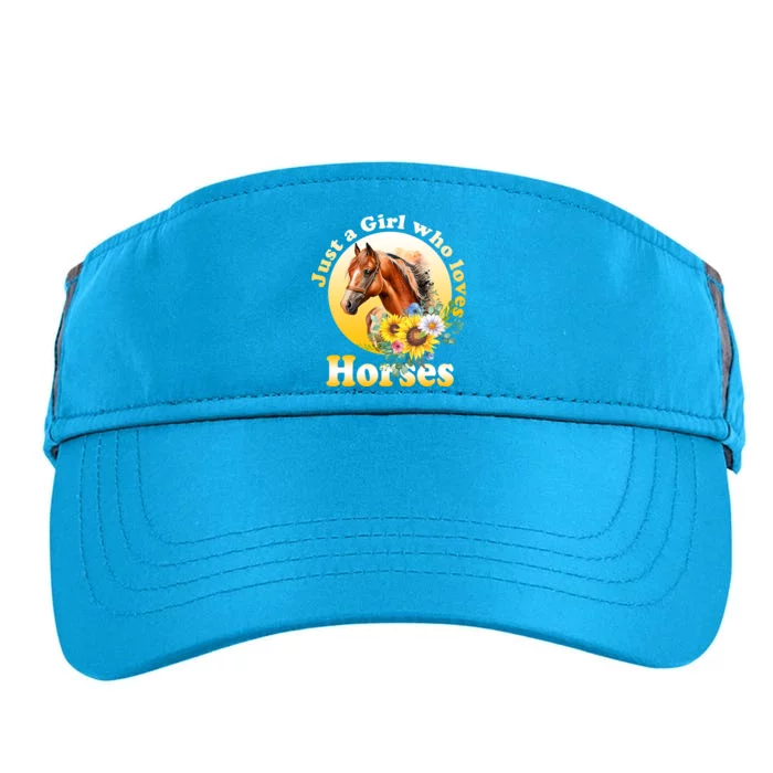 Just AGirl Who Loves Horses Sunflower Cute Gift Adult Drive Performance Visor