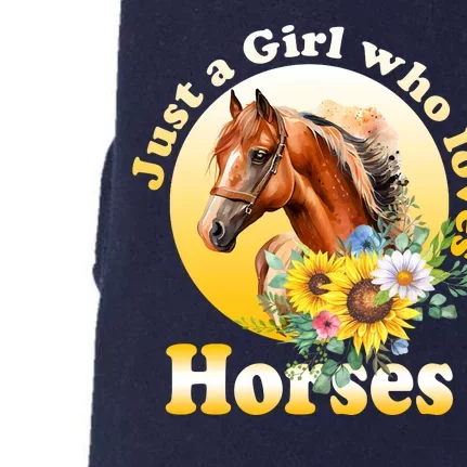 Just AGirl Who Loves Horses Sunflower Cute Gift Doggie 3-End Fleece Hoodie