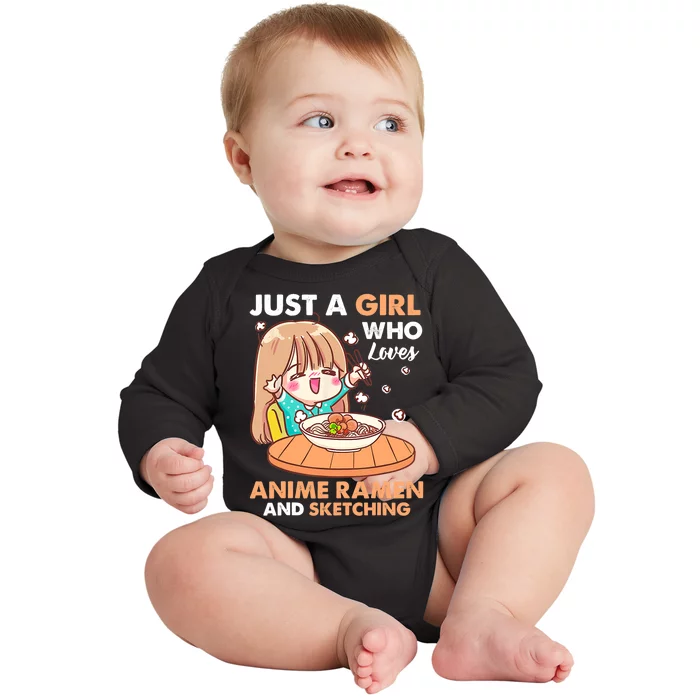 Just A Who Loves Anime Ra And Sketching Gifts Girls Baby Long Sleeve Bodysuit