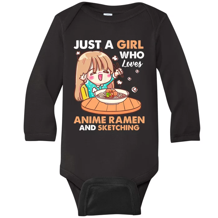 Just A Who Loves Anime Ra And Sketching Gifts Girls Baby Long Sleeve Bodysuit