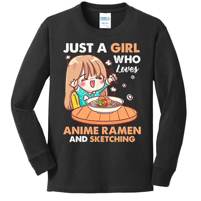 Just A Who Loves Anime Ra And Sketching Gifts Girls Kids Long Sleeve Shirt