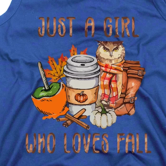 Just A Who Loves Fall Autumn Season Owl Pumpkin Vintage Gift Tank Top