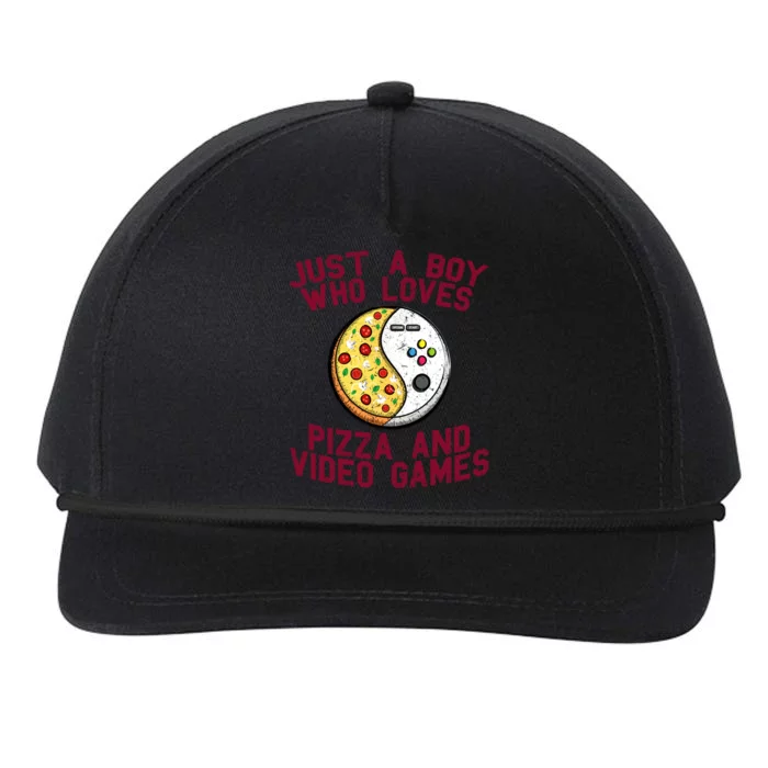 Just A Who Loves Pizza And Video Games Funny Gamer Quote Gift Snapback Five-Panel Rope Hat