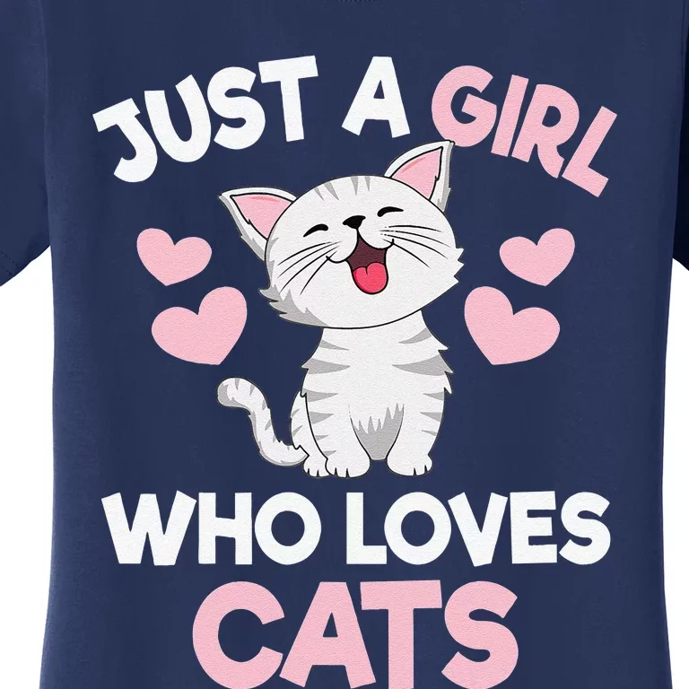 Just A Who Loves Cats Cat Lover Cute Cat Kitty Women's T-Shirt