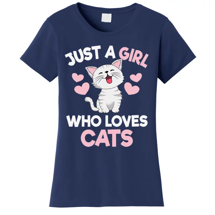 Just A Who Loves Cats Cat Lover Cute Cat Kitty Women's T-Shirt