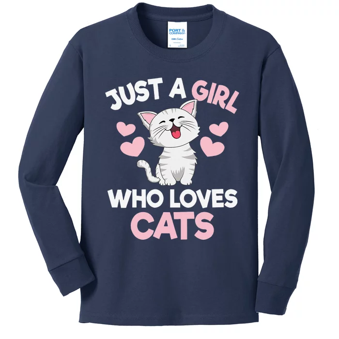 Just A Who Loves Cats Cat Lover Cute Cat Kitty Kids Long Sleeve Shirt