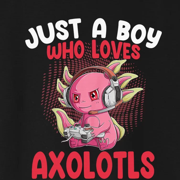 Just a  Who Loves Axolotls Funny Axolotl Gamer Women's Crop Top Tee