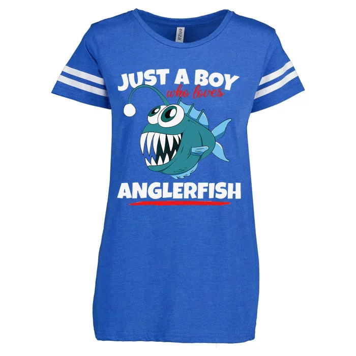 Just A Who Loves Angler Fish Funny Fishing Anglerfish Enza Ladies Jersey Football T-Shirt