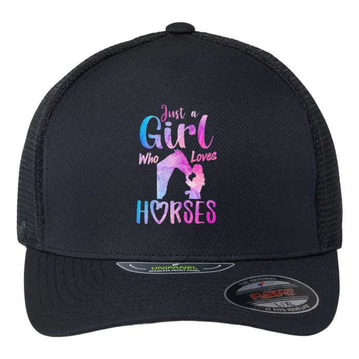 Just A Who Loves Horses Riding Cute Horse Flexfit Unipanel Trucker Cap