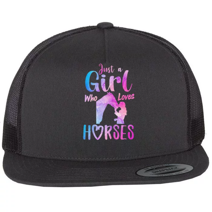 Just A Who Loves Horses Riding Cute Horse Flat Bill Trucker Hat