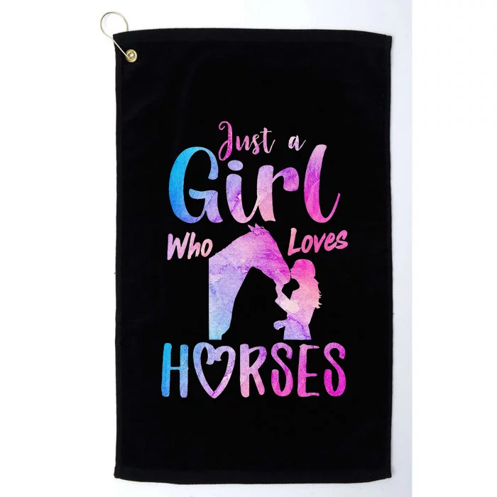 Just A Who Loves Horses Riding Cute Horse Platinum Collection Golf Towel