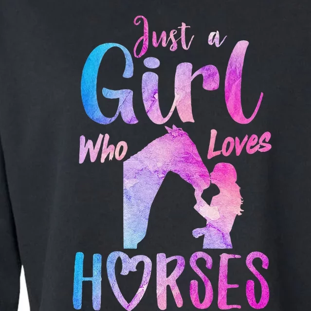 Just A Who Loves Horses Riding Cute Horse Cropped Pullover Crew