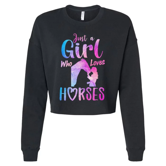 Just A Who Loves Horses Riding Cute Horse Cropped Pullover Crew