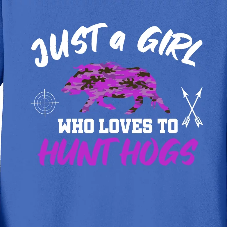 Just A Who Loves To Hunt Hogs Cool Gift Kids Long Sleeve Shirt