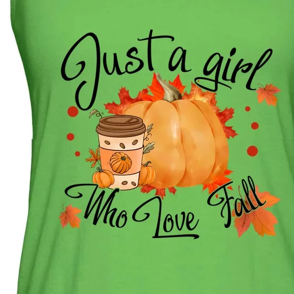 Just A Who Loves Fall Leaves Autumn Gift Ladies Essential Flowy Tank