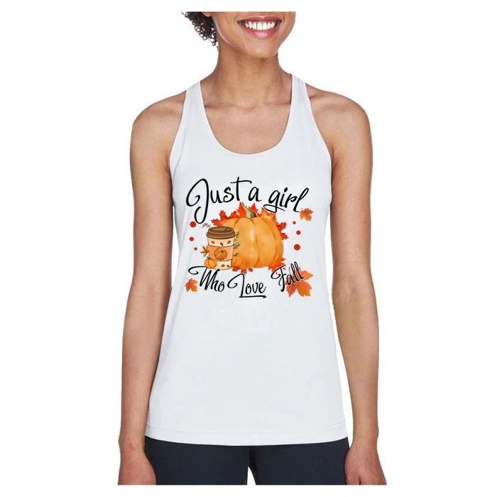 Just A Who Loves Fall Leaves Autumn Gift Women's Racerback Tank