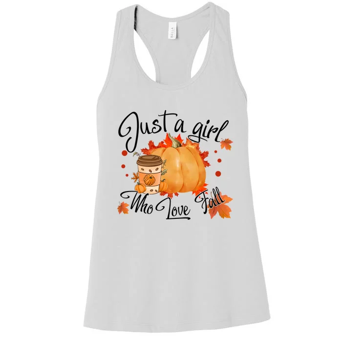 Just A Who Loves Fall Leaves Autumn Gift Women's Racerback Tank