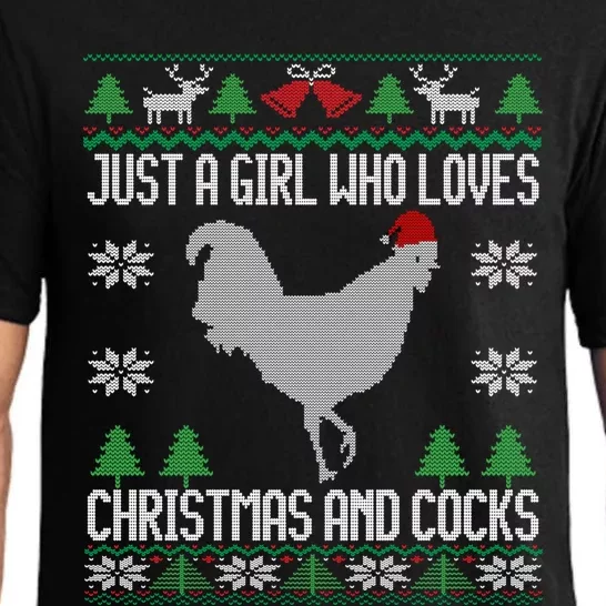 Just A Who Loves Christmas And Cocks Ugly Christmas Gift Pajama Set