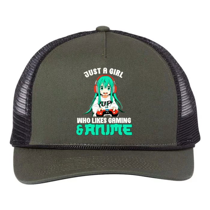 Just A Who Like Gaming And Anime Video Gamer Funny Gift Retro Rope Trucker Hat Cap