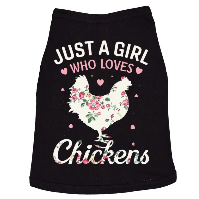 Just A  Who Loves Chickens Floral Farmer Doggie Tank