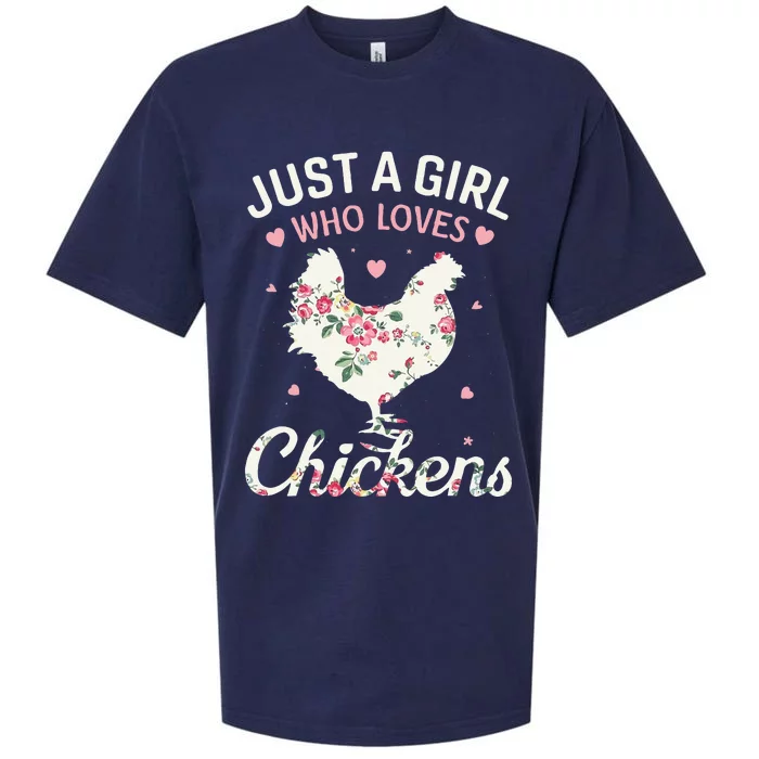 Just A  Who Loves Chickens Floral Farmer Sueded Cloud Jersey T-Shirt