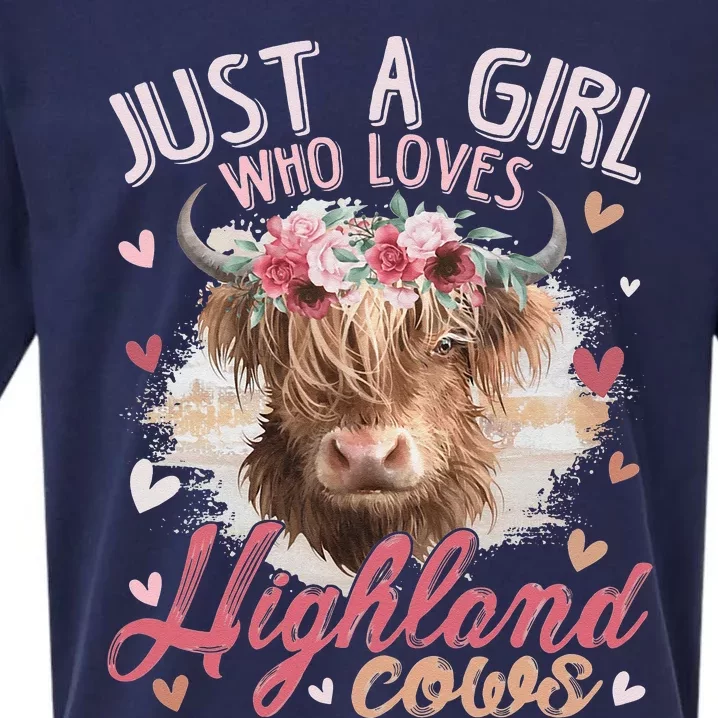 Just A Who Loves Scottish Highland Cows Sueded Cloud Jersey T-Shirt