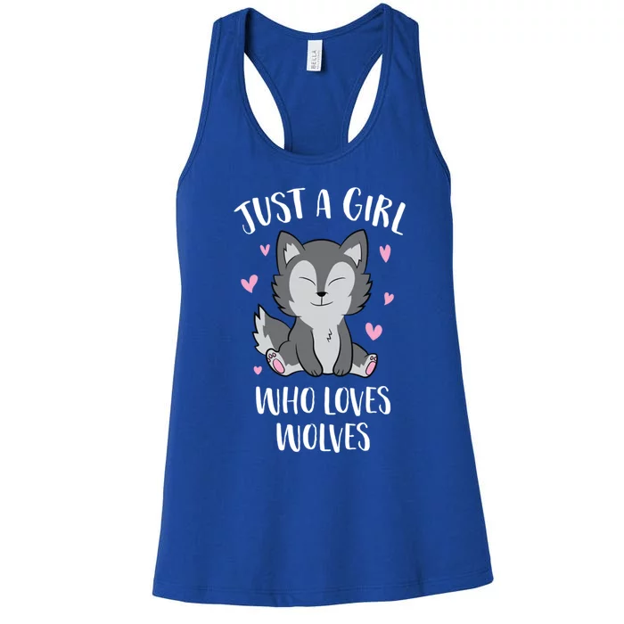 Just A Who Loves Wolves Cute Wolf Funny Gift Women's Racerback Tank