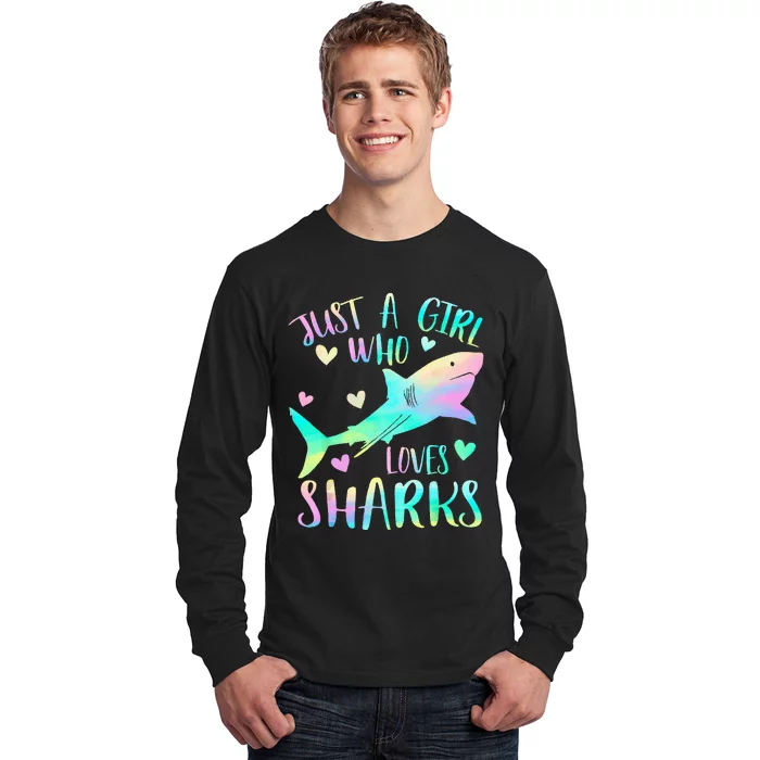 Just a Who Loves Sharks Cute Shark Lover Themed Long Sleeve Shirt