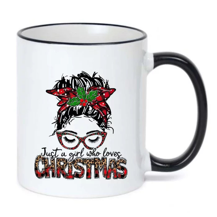 Just A Who Loves Christmas Messy Bun Family Pajamas Funny Gift Black Color Changing Mug