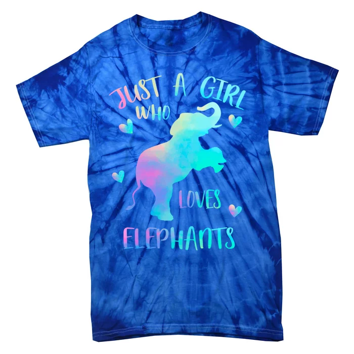 Just A Who Loves Elephants Watercolor Elephant Love Gift Tie-Dye T-Shirt