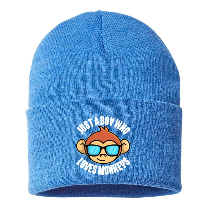 Just A Who Loves Monkeys With Sunglasses Gift Sustainable Knit Beanie