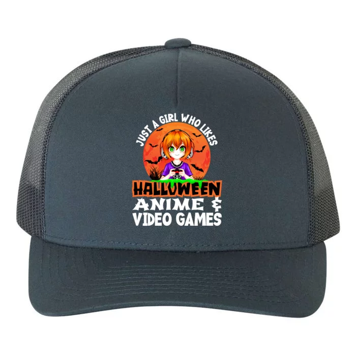 Just A Who Likes Halloween Anime And Video Games Funny Gift Yupoong Adult 5-Panel Trucker Hat