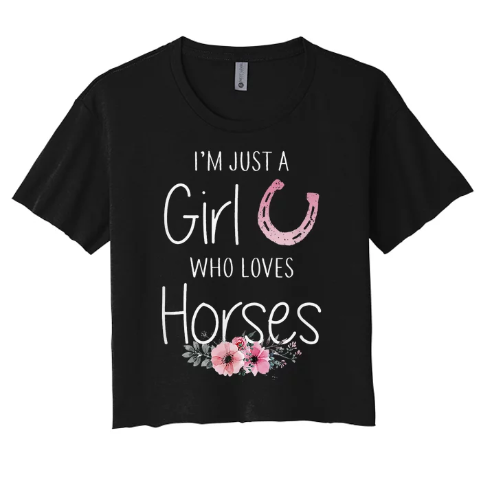 Just A Who Loves Horses Horse Gifts for Cute Women's Crop Top Tee