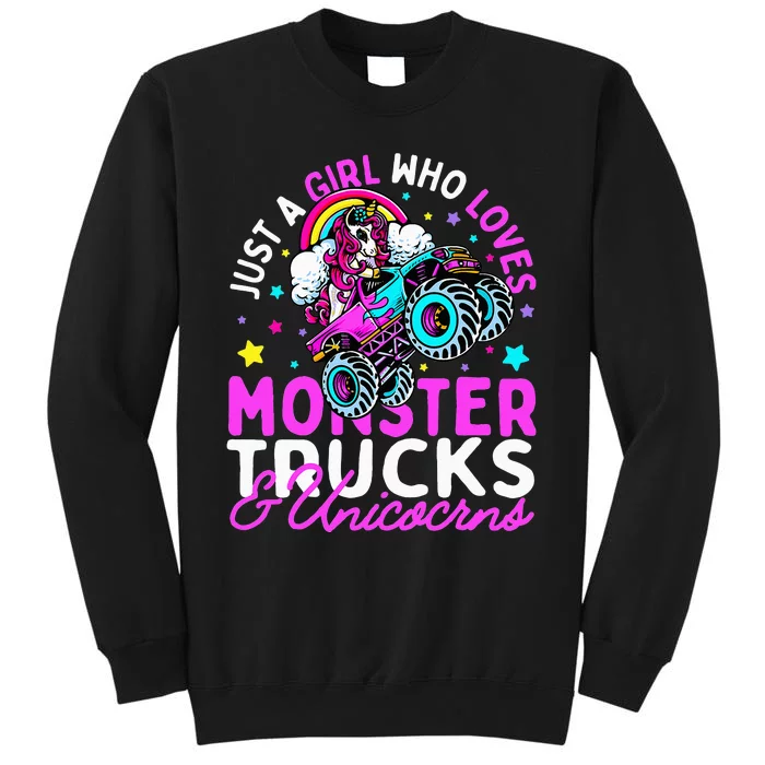 Just a Who Loves Monster Trucks and Unicorns Gift Tall Sweatshirt