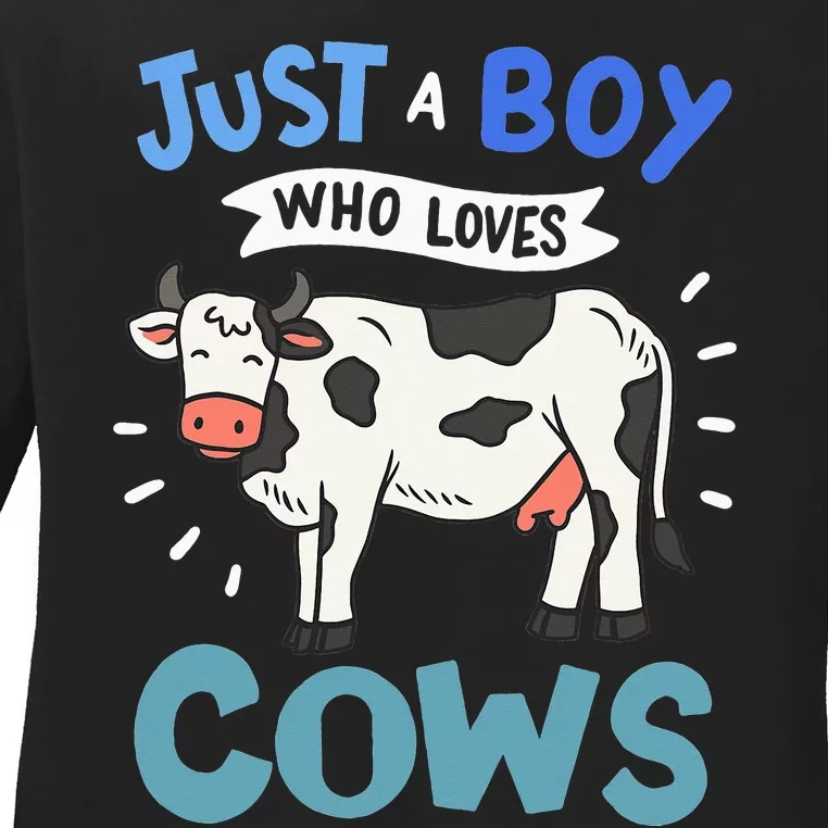 Just a  Who Loves Cows Funny Cows Lover Gift Ladies Long Sleeve Shirt