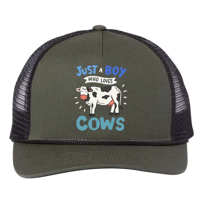 Just a  Who Loves Cows Funny Cows Lover Gift Retro Rope Trucker Hat Cap