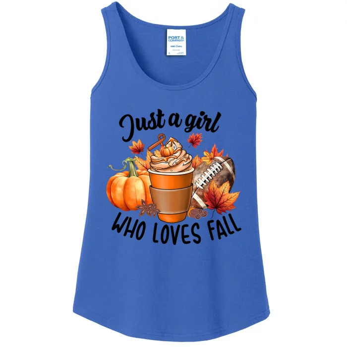 Just A Who Loves Fall Pumpkin Spice Leaves Autumn Cool Gift Ladies Essential Tank