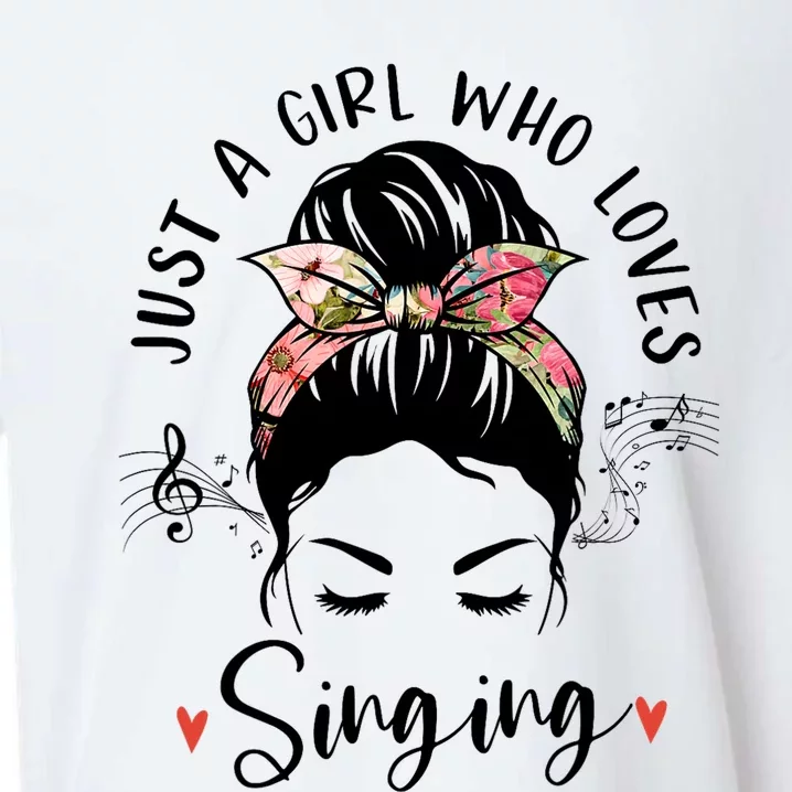 Just A Who Loves Singing Hair Bun Gifts For Singer Sueded Cloud Jersey T-Shirt