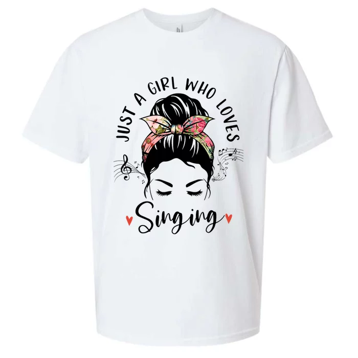 Just A Who Loves Singing Hair Bun Gifts For Singer Sueded Cloud Jersey T-Shirt