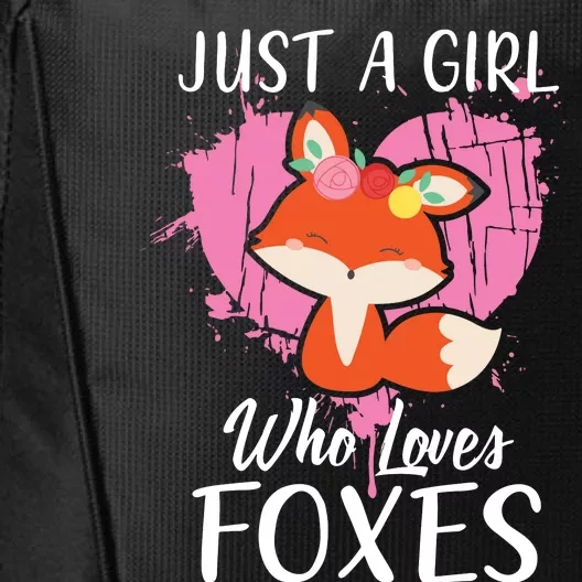 Just A Who Loves Foxes Pink Cute Heart And Fox City Backpack