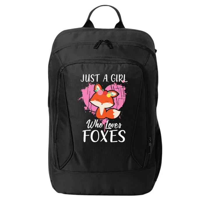 Just A Who Loves Foxes Pink Cute Heart And Fox City Backpack