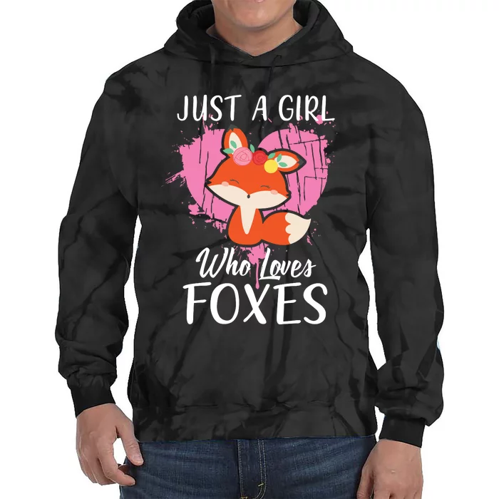 Just A Who Loves Foxes Pink Cute Heart And Fox Tie Dye Hoodie