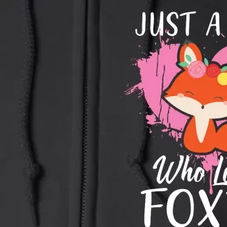 Just A Who Loves Foxes Pink Cute Heart And Fox Full Zip Hoodie