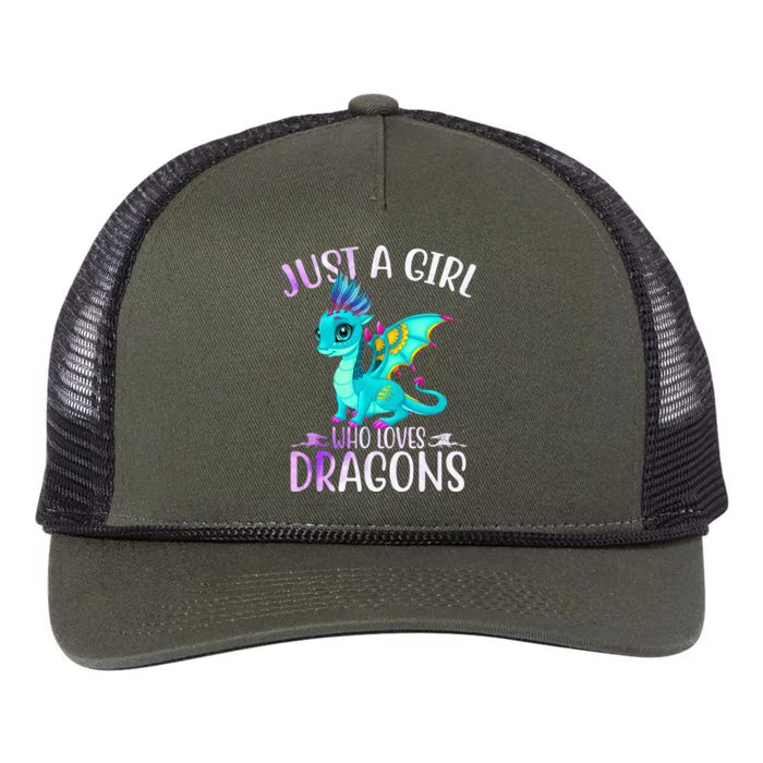 Just A Who Loves Dragons Dragon Lovers Gift Retro Rope Trucker Hat Cap