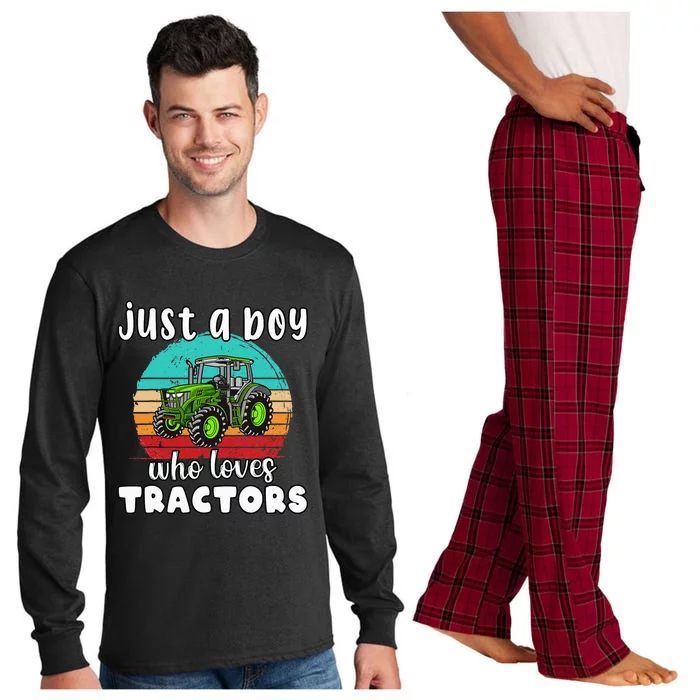 Just A  Who Loves Tractors Funny Farm birthday Long Sleeve Pajama Set