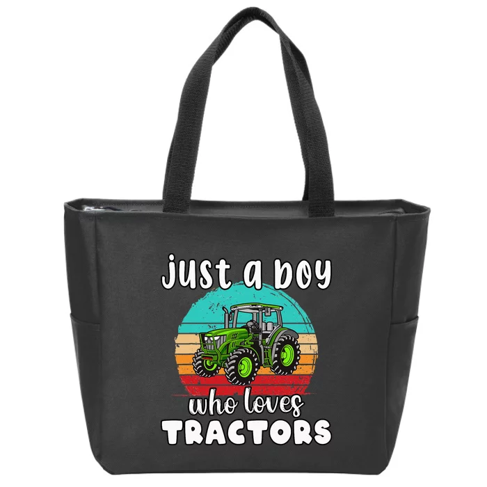 Just A  Who Loves Tractors Funny Farm birthday Zip Tote Bag