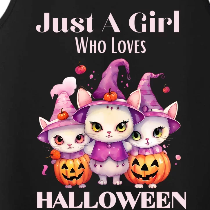 Just A Who Loves Halloween Cute Cat Pumpkin Gift Performance Tank