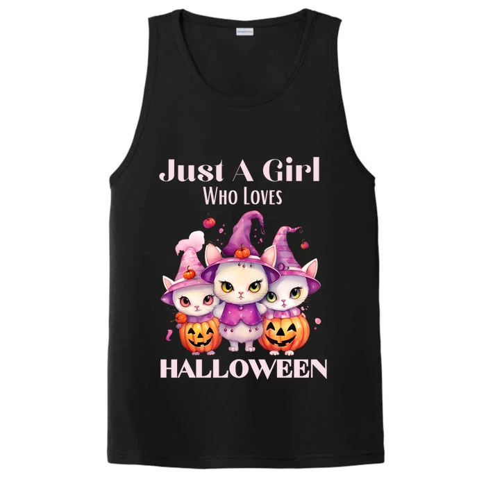 Just A Who Loves Halloween Cute Cat Pumpkin Gift Performance Tank