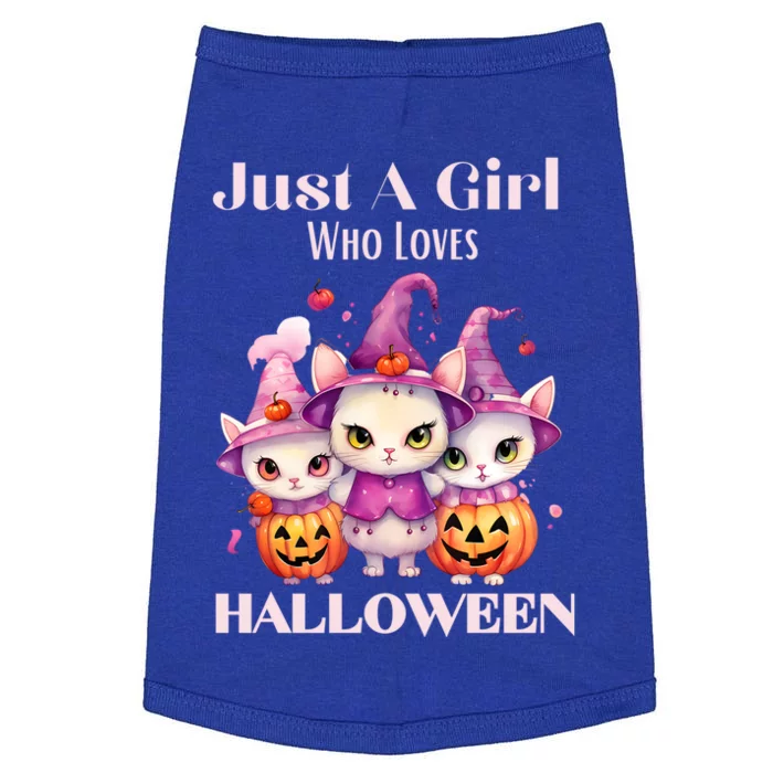 Just A Who Loves Halloween Cute Cat Pumpkin Gift Doggie Tank